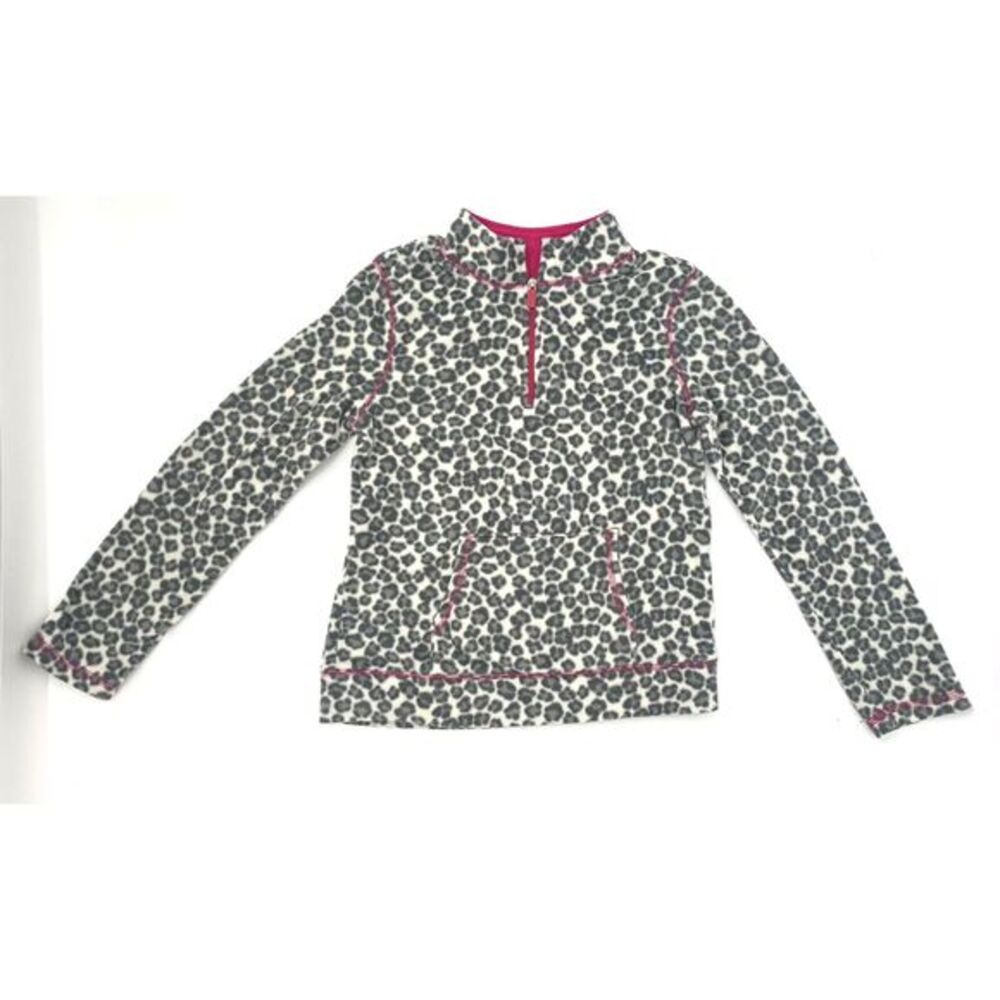 Danskin Now Gray Pullover Fleece Leopard Print Girl's Sweatshirt Size XL (14/16)